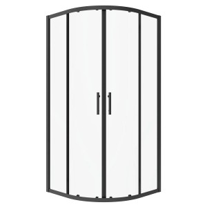 Aquabatos Viertelkreis-Duschkabine Runddusche 6 mm ESG Sicherheitsglas Duschabtrennung Schiebetür 90 x 90 x 195 cm Duschtrennwand Schwarzmatt