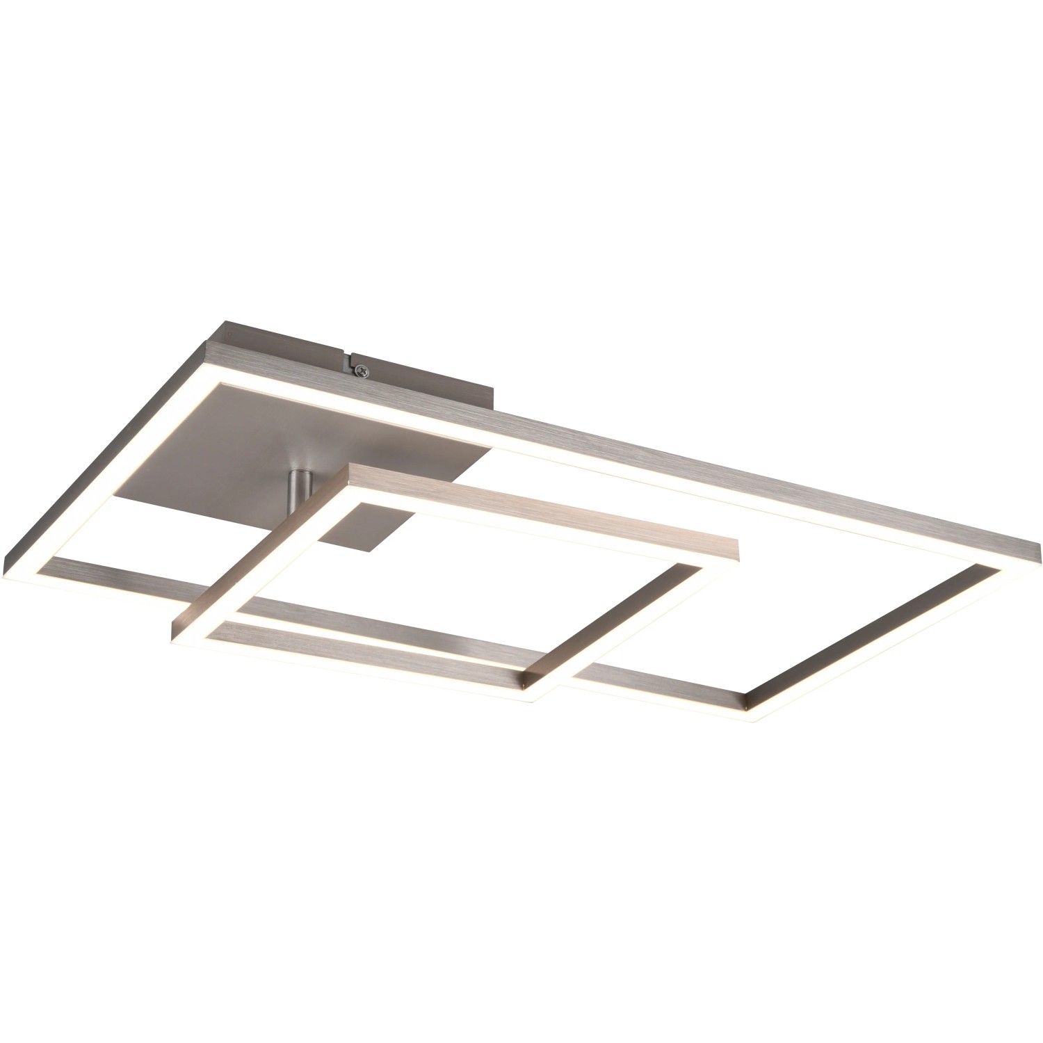 Moderne LED-Deckenleuchte Padella in Nickel matt mit Switch Dimmer für Wohn- und Schlafzimmer.
