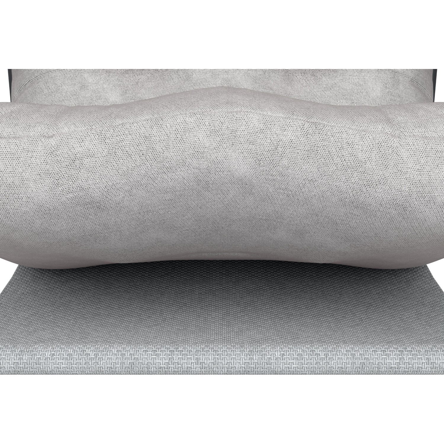 Detailaufnahme: Beige Auflage auf schwarzem Balkonmöbel-Set Patterson aus Stahl und Textilen.