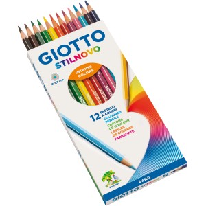 Giotto Stilnovo Farbstifte, 12 Stifte in verschiedenen Farben im Karton.