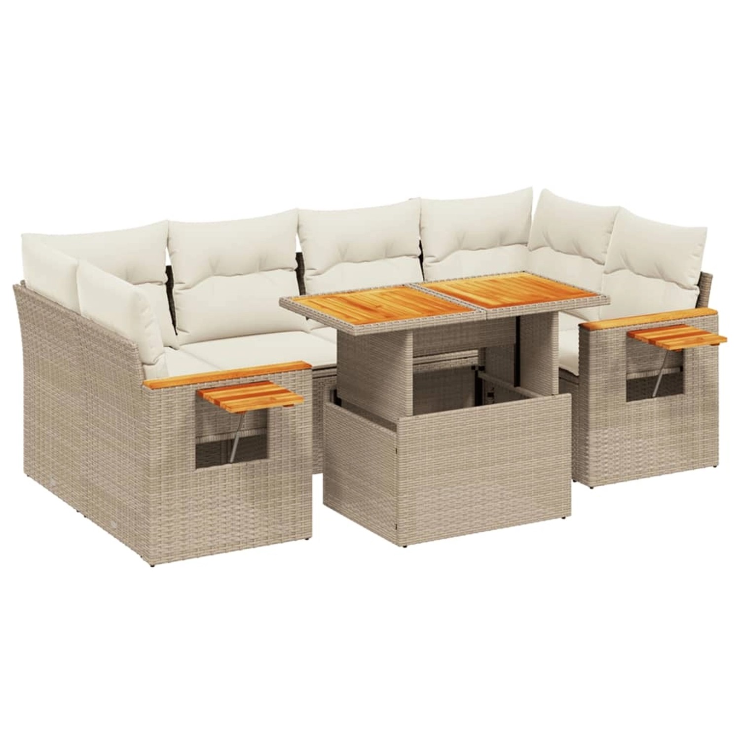 vidaXL 7-tlg Garten-Sofagarnitur mit Kissen Beige Poly Rattan Modell 389 günstig online kaufen