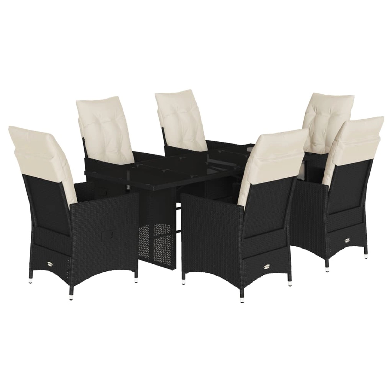 vidaXL 7-Tlg Garten-Essgruppe mit Kissen Schwarz Poly Rattan 3276700 günstig online kaufen