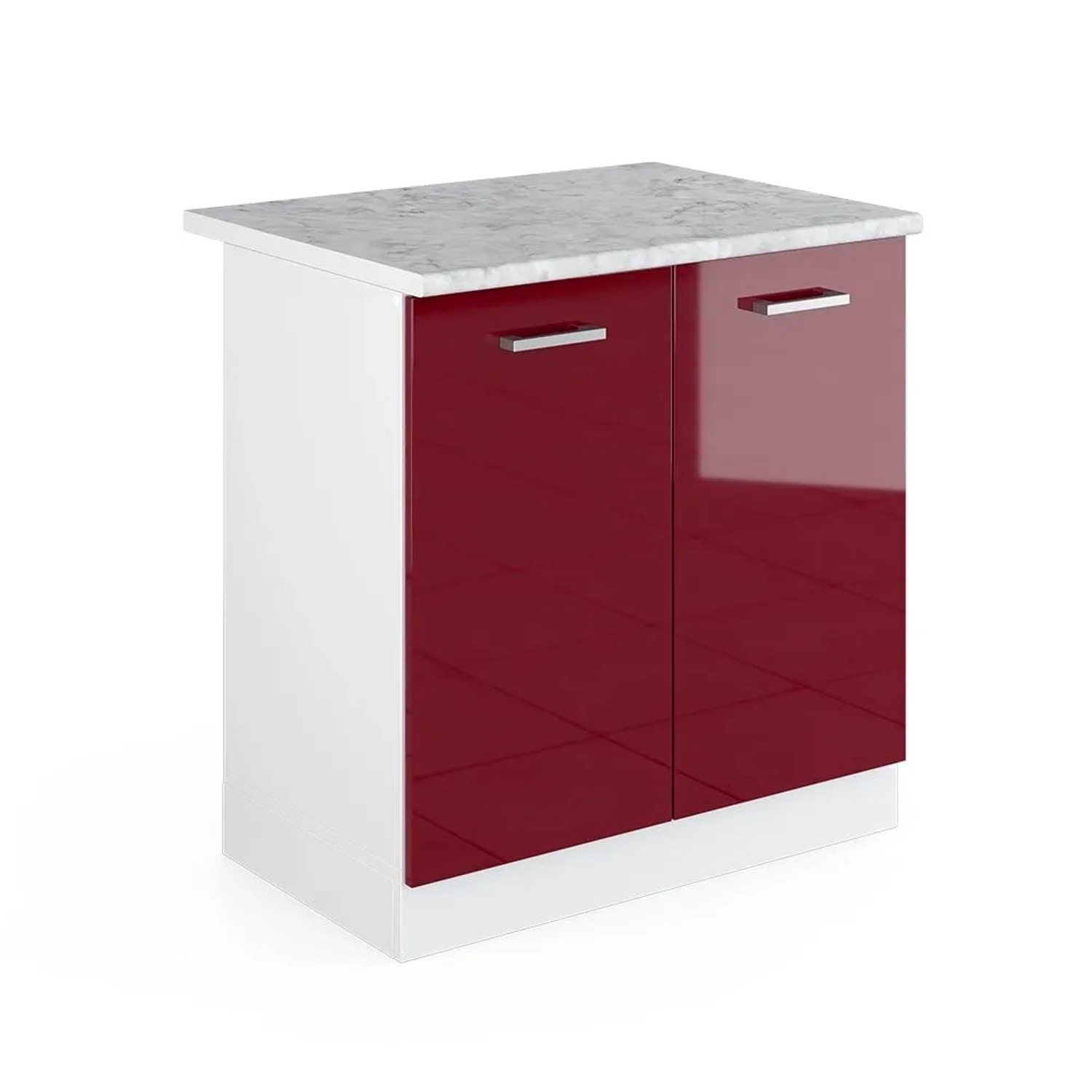 Vicco Spülenunterschrank R-Line Rot Hochglanz 80 x 82 AP Marmor