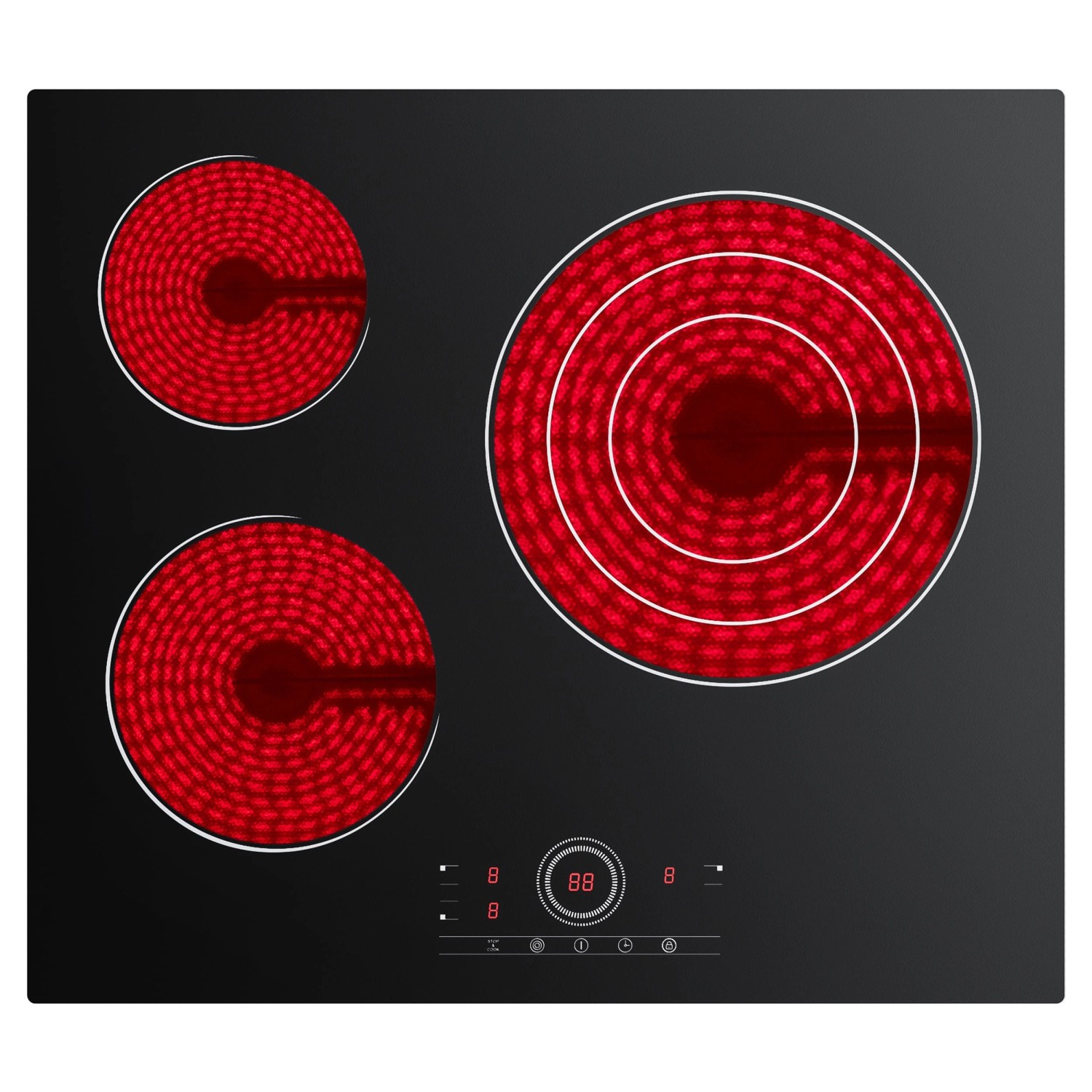 CDV Glaskeramik-Kochfeld 60 cm Cerankochfeld 3 Zonen 9 Stufen 5700 W CDVER5 günstig online kaufen