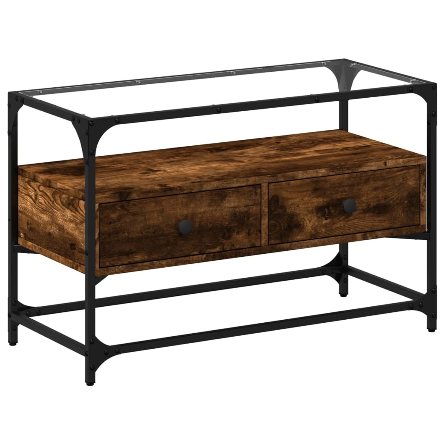 vidaXL TV-Schrank mit Glasplatte Räuchereiche 80x35x51cm Holzwerkstoff 8460 günstig online kaufen