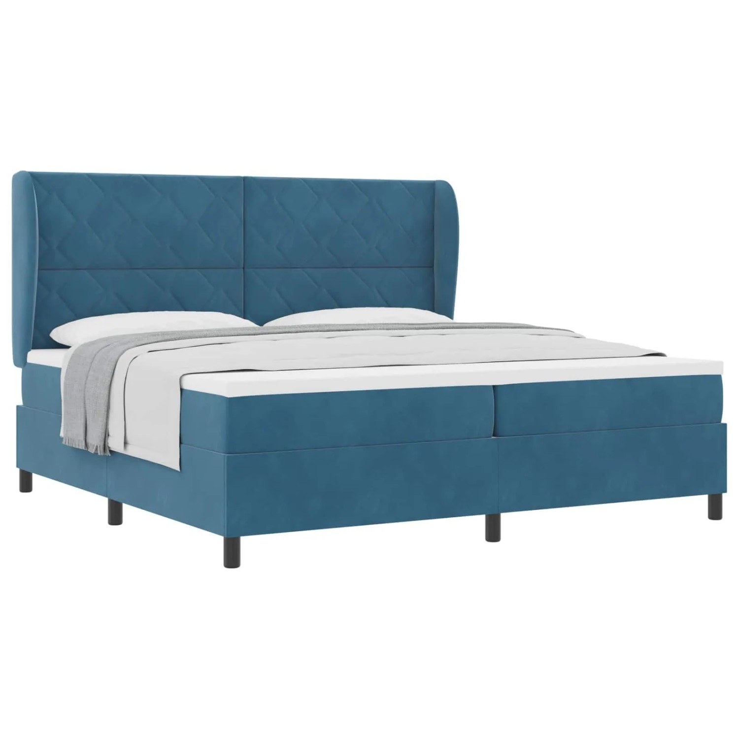vidaXL Boxspringbett mit Matratze Dunkelblau 200 x 200 cm Polyester 3341004