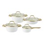 Mömax Kochtopfset Elegance Champagner/Weiß, 8-teilig