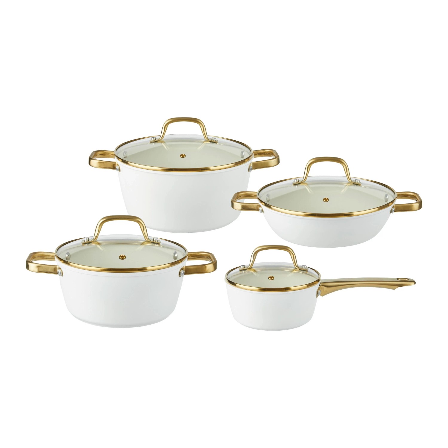 Mömax Kochtopfset Elegance Champagner/Weiß, 8-teilig