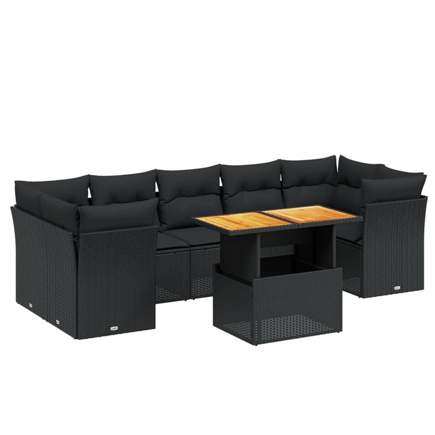 vidaXL 8-Tlg Garten-Sofagarnitur mit Kissen Schwarz Poly Rattan 3270698 günstig online kaufen
