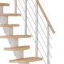 Dolle Mittelholmtreppe Berlin, Buche/Weiß, mit Geländer und Holzhandlauf.