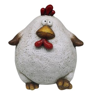 Weiße Deko-Henne (28 cm) von Boltze, ideal für Garten und Wohnbereich.