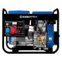 EBERTH 5000W Notstromaggregat mit Dieselmotor, 3-phasig, im schwarzen Metallrahmen.