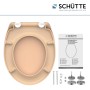 Schütte WC-Sitz Beige Duroplast mit Absenkautomatik und Schnellverschluss, Draufsicht.