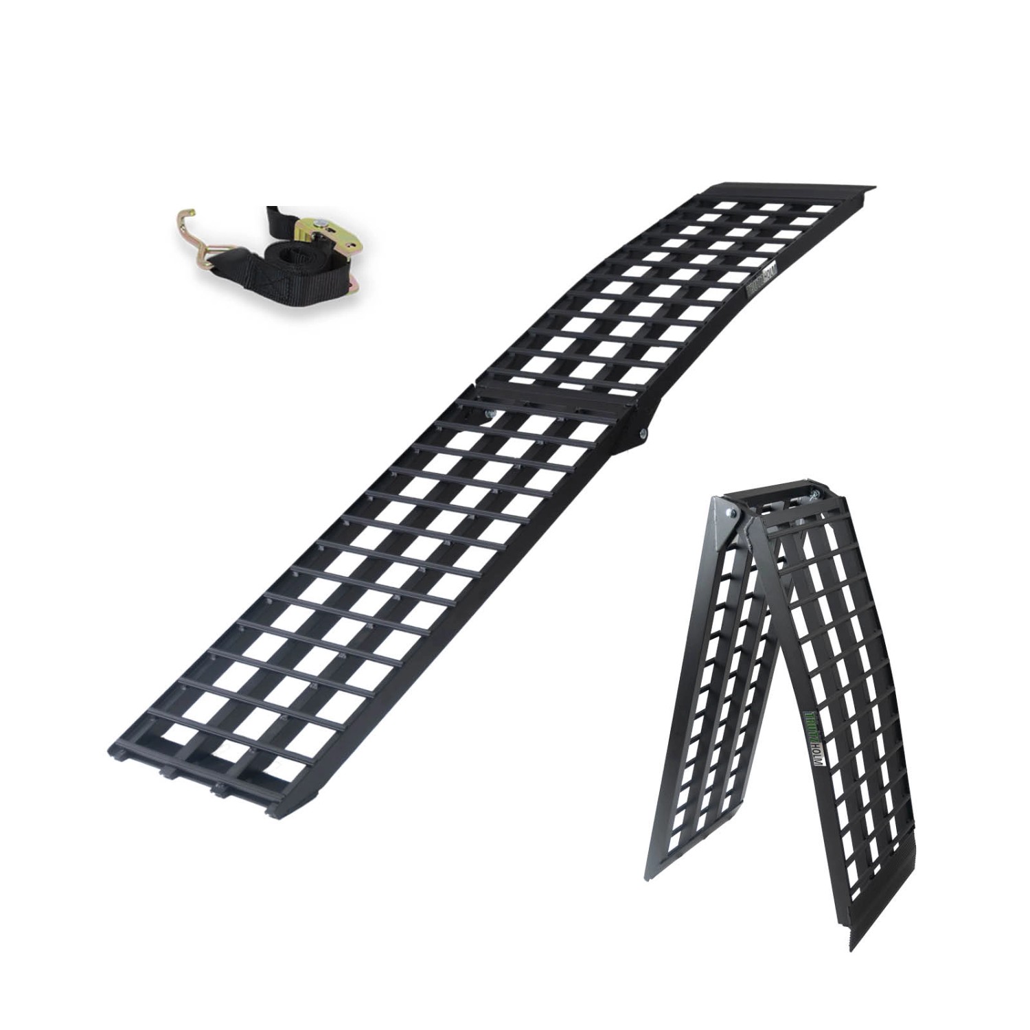 TRUTZHOLM 1 x Auffahrrampe 230 cm Traglast 680 kg Klappbar Schwarz