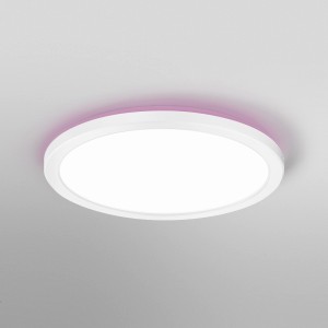 Weiße Ledvance Smart+ LED Deckenleuchte Orbis Ultra Slim mit Rücklicht, Ø 23 cm.