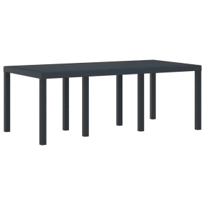 Anthrazitfarbener vidaXL Gartentisch aus Poly-Rattan, 200x100x73 cm.