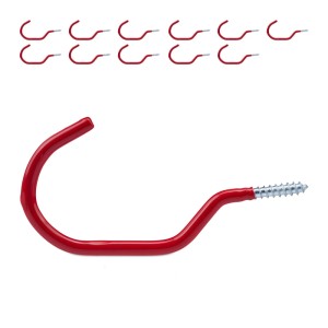 Relaxdays Fahrradhaken 12er Set Stahl Rot Rutschfest 7 cm x 0,7 cm x 14,5 cm 50 g