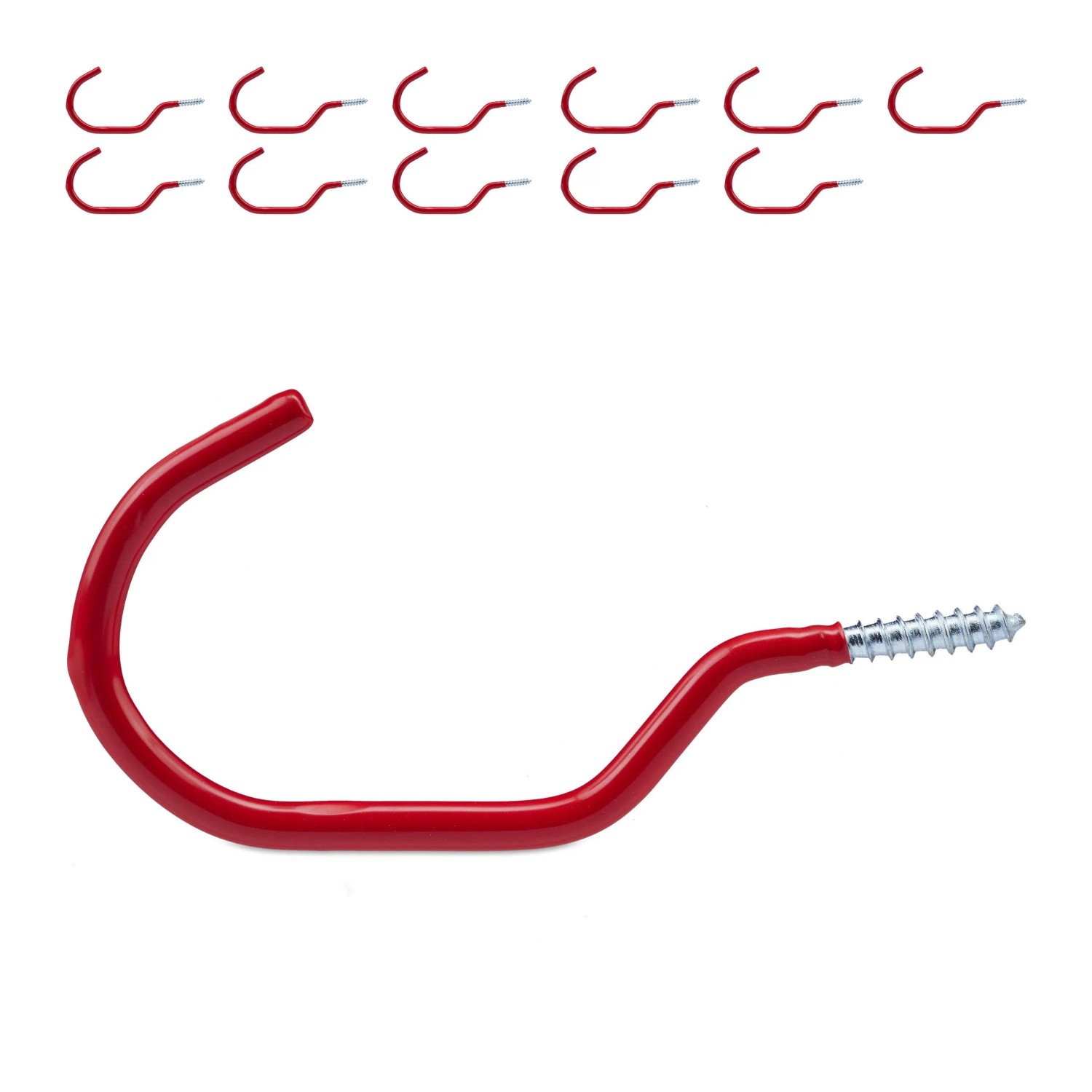Relaxdays Fahrradhaken 12er Set Stahl Rot Rutschfest 7 cm x 0,7 cm x 14,5 cm 50 g