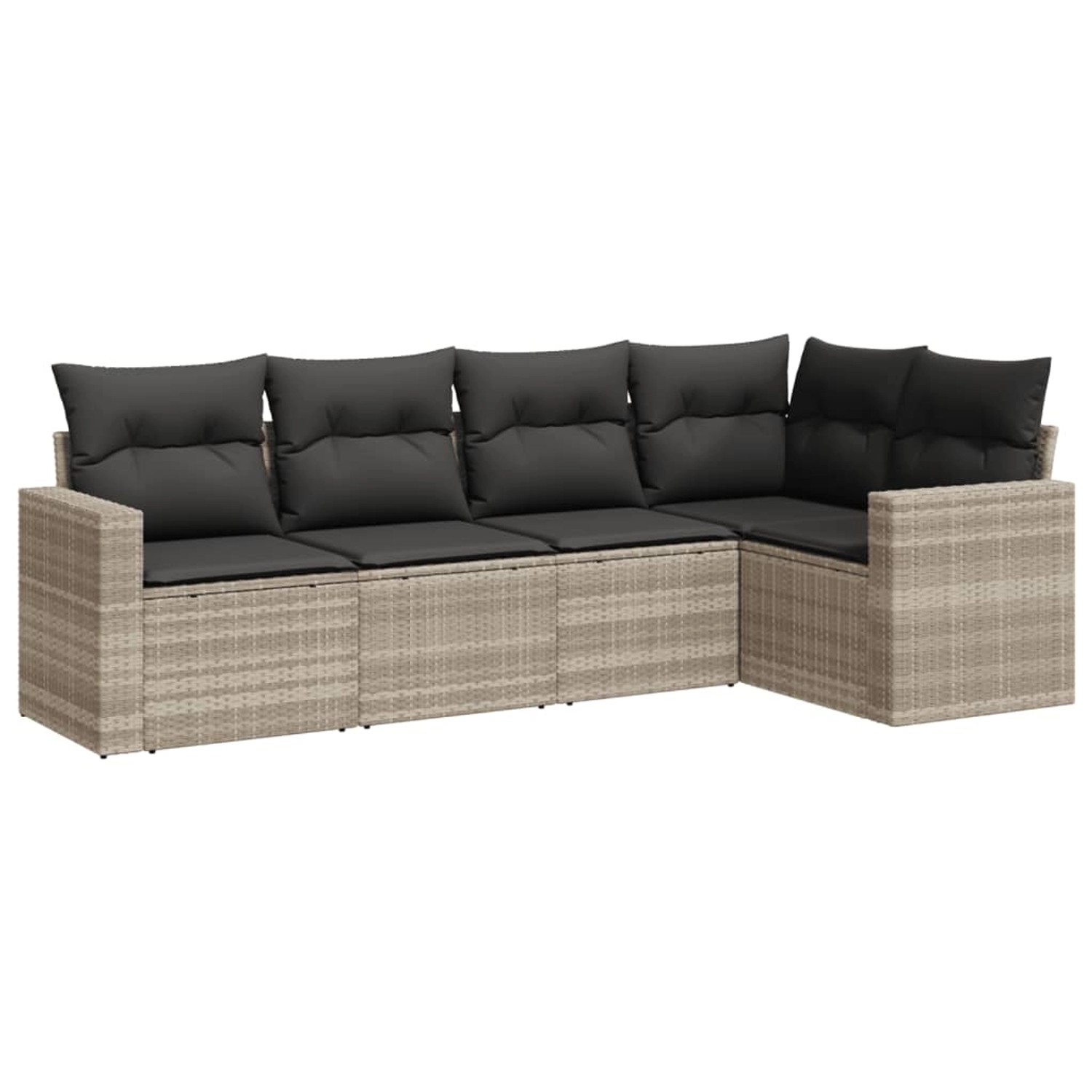 vidaXL 5-tlg Garten-Sofagarnitur mit Kissen Hellgrau Poly Rattan Modell 13