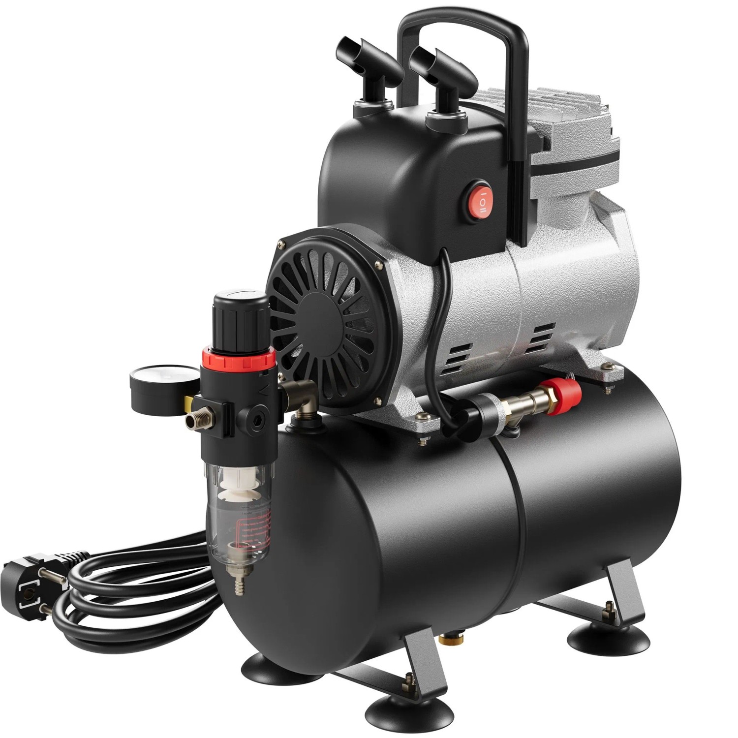 Wiltec Airbrush Kompressor Af189 6Bar Lufttank Wasserabscheider Druckminderer