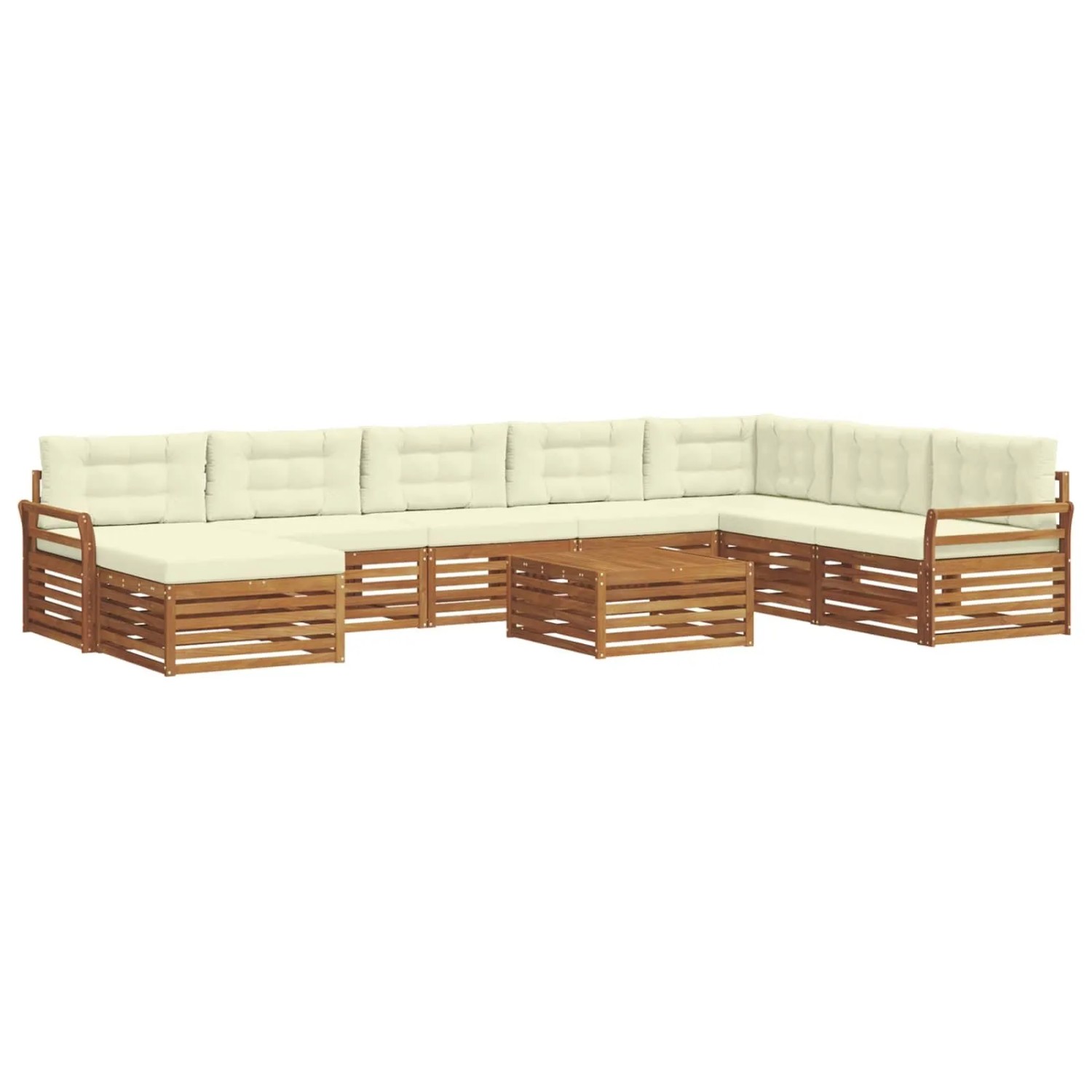 vidaXL Sofagarnituren 9 Tlg Natur und Creme Massivholz Akazie 3373980