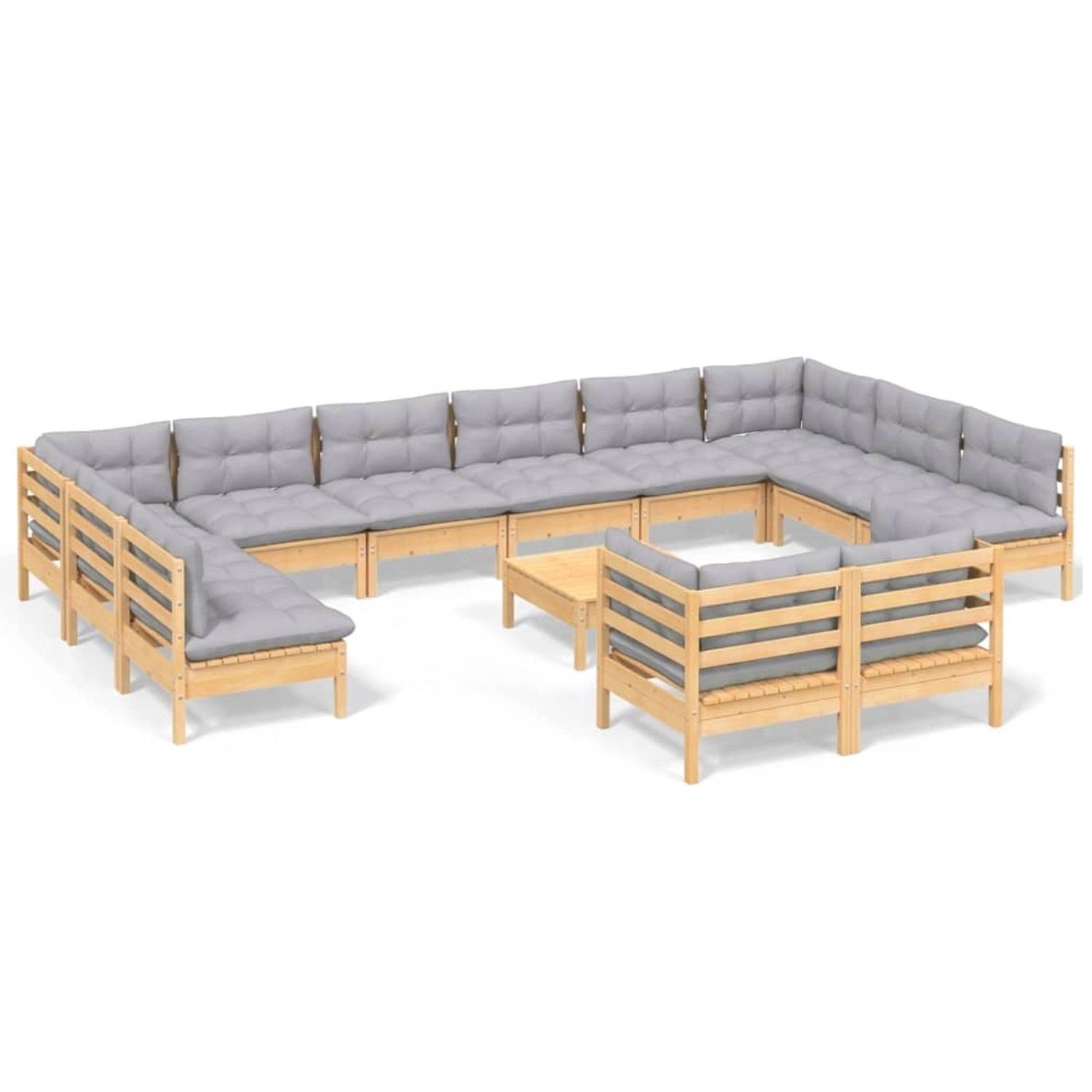 vidaXL 13-Tlg Garten-Lounge-Set mit Grauen Kissen Kiefernholz 3097276 günstig online kaufen