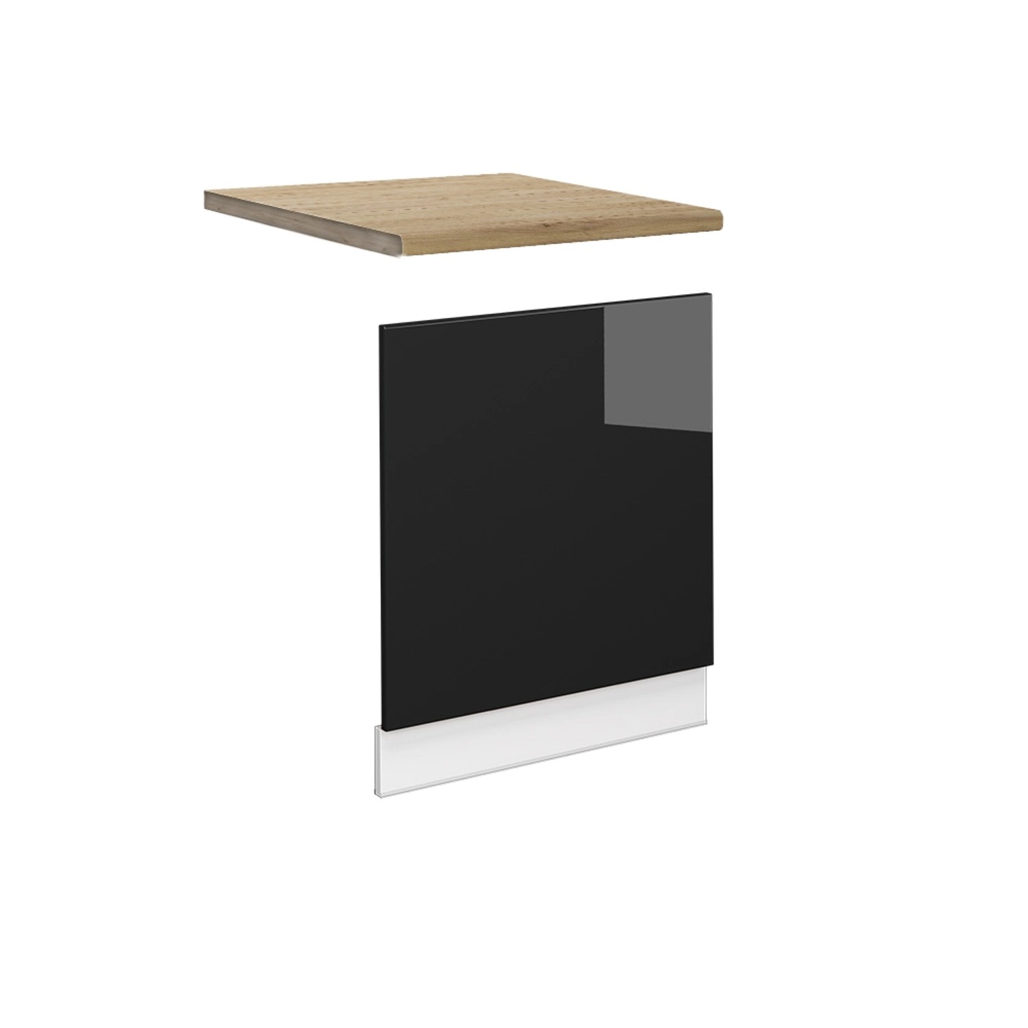 Vicco Frontblende Fame-Line Schwarz Eiche hochglanz/Weiß 60 cm AP Eiche