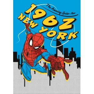 Vliesfototapete: Spider-Man im Comic-Stil vor New York Skyline. Wandgestaltung für Kinderzimmer.