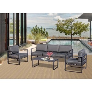 Anthrazitfarbenes Jet-Line Lounge-Set Kreta II mit Aluminiumrahmen für den Garten.