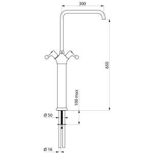 Delabie Standmischbatterie Einloch 100 l/min Schwenkauslauf D22 L300 H650mm