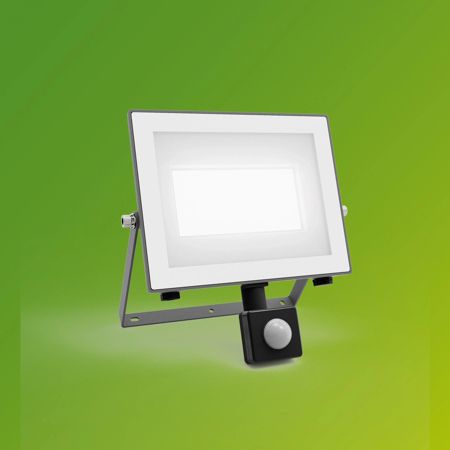 Anthrazitfarbener Philips LED-Außenstrahler mit Sensor, 4500 Lumen, 5000 K für effiziente Außenbeleuchtung.
