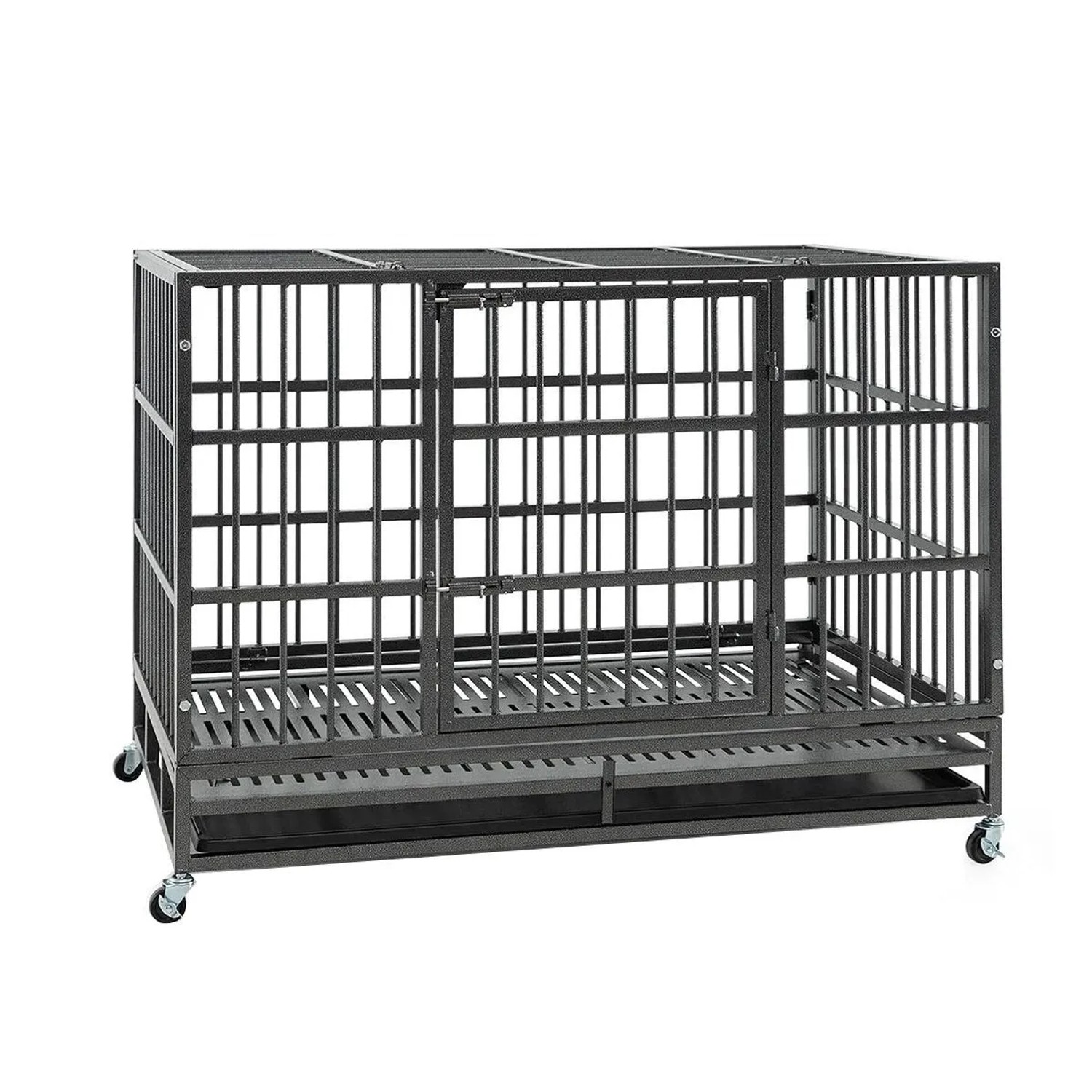 Costway Hundekäfig Faltbar mit 2 Türen Schwarz 96 x 65 x 77 cm