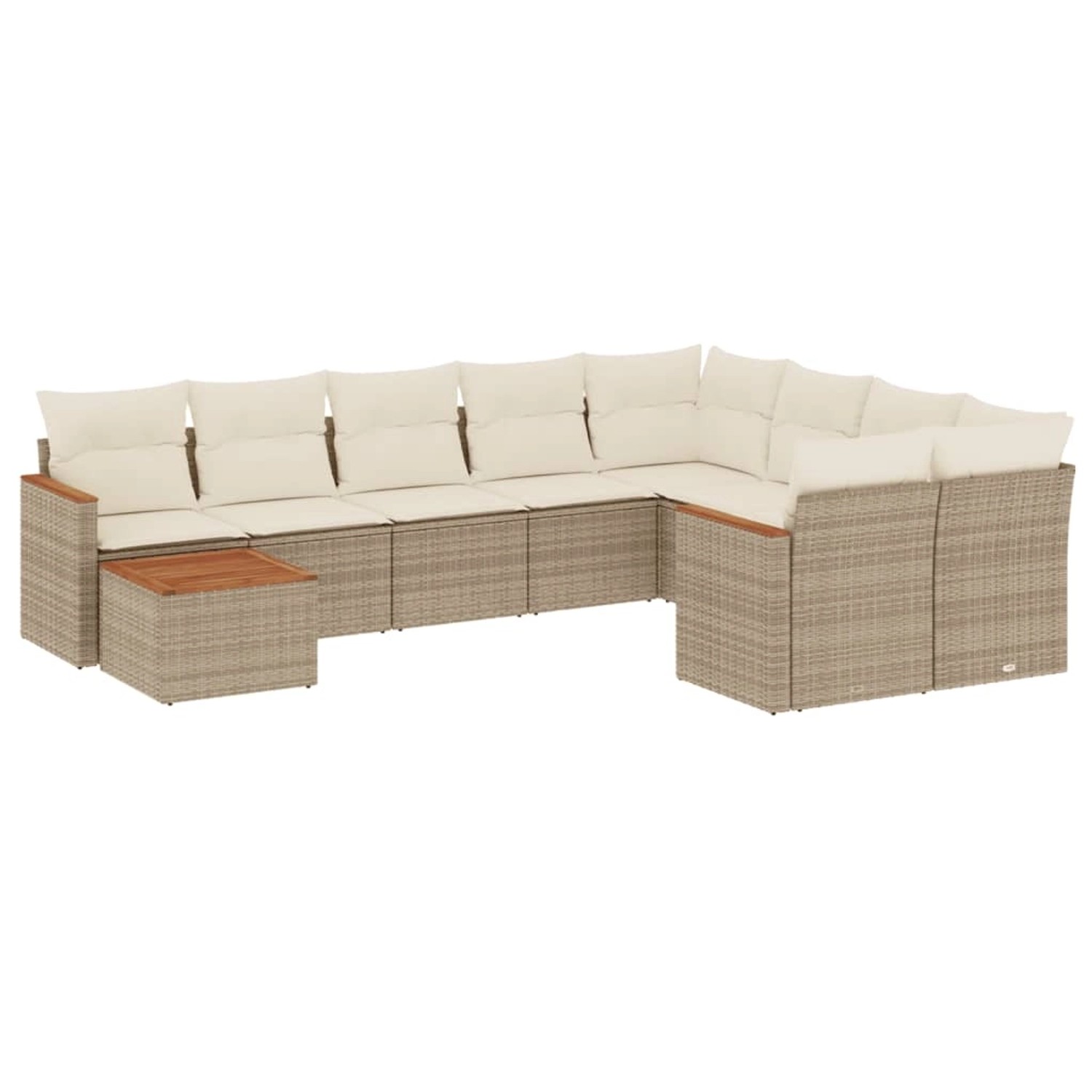 vidaXL 10-Tlg Garten-Sofagarnitur mit Kissen Beige Poly Rattan 3226317 günstig online kaufen
