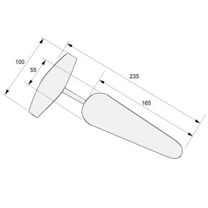Technische Zeichnung des HolzFee Krautstechers mit Maßen. Strunkstecher für Kohlköpfe, Küchenausstattung.