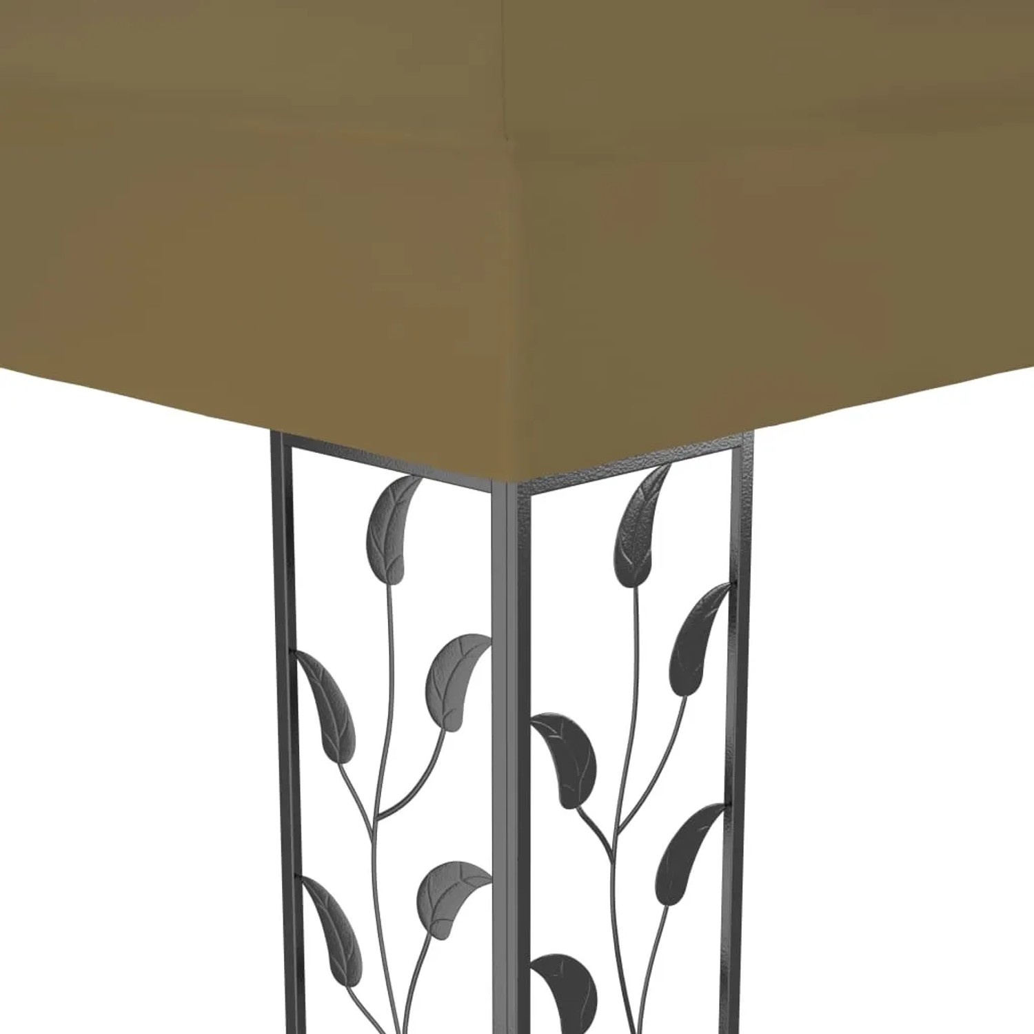 Detailansicht Pavillon mit Doppeldach, 3x4 m, Taupe, Stahlgestell mit Blätterdekor.
