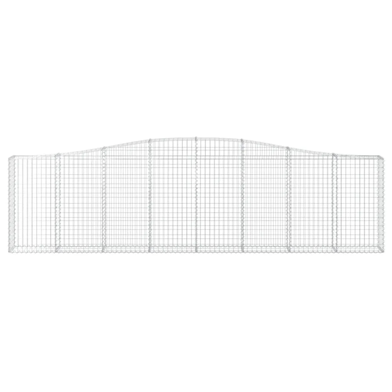 4er Set Gabionen mit Hochbogen, 400x30x100/120cm, aus verzinktem Eisen für den Garten.