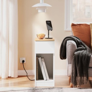 SoBuy Nachttisch Schmal Beistelltisch mit Schublade Nachtschrank FBT111-II-WN