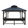Schwarzer Sojag Pavillon Bondi 1220 mit Stahldach und Ablageflächen.
