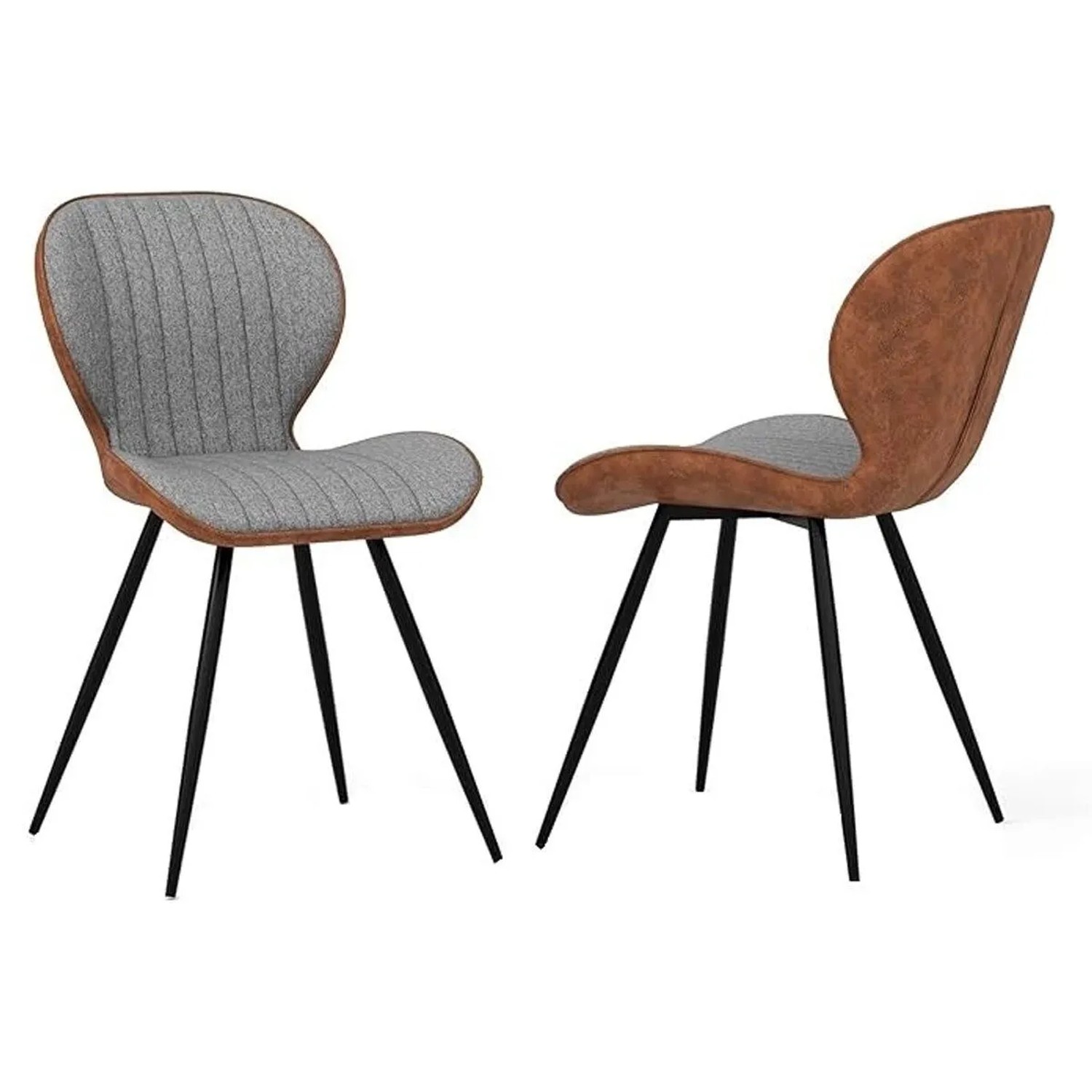 Costway 2er Set Esszimmerstühle Akzentstühle Grau und Braun günstig online kaufen