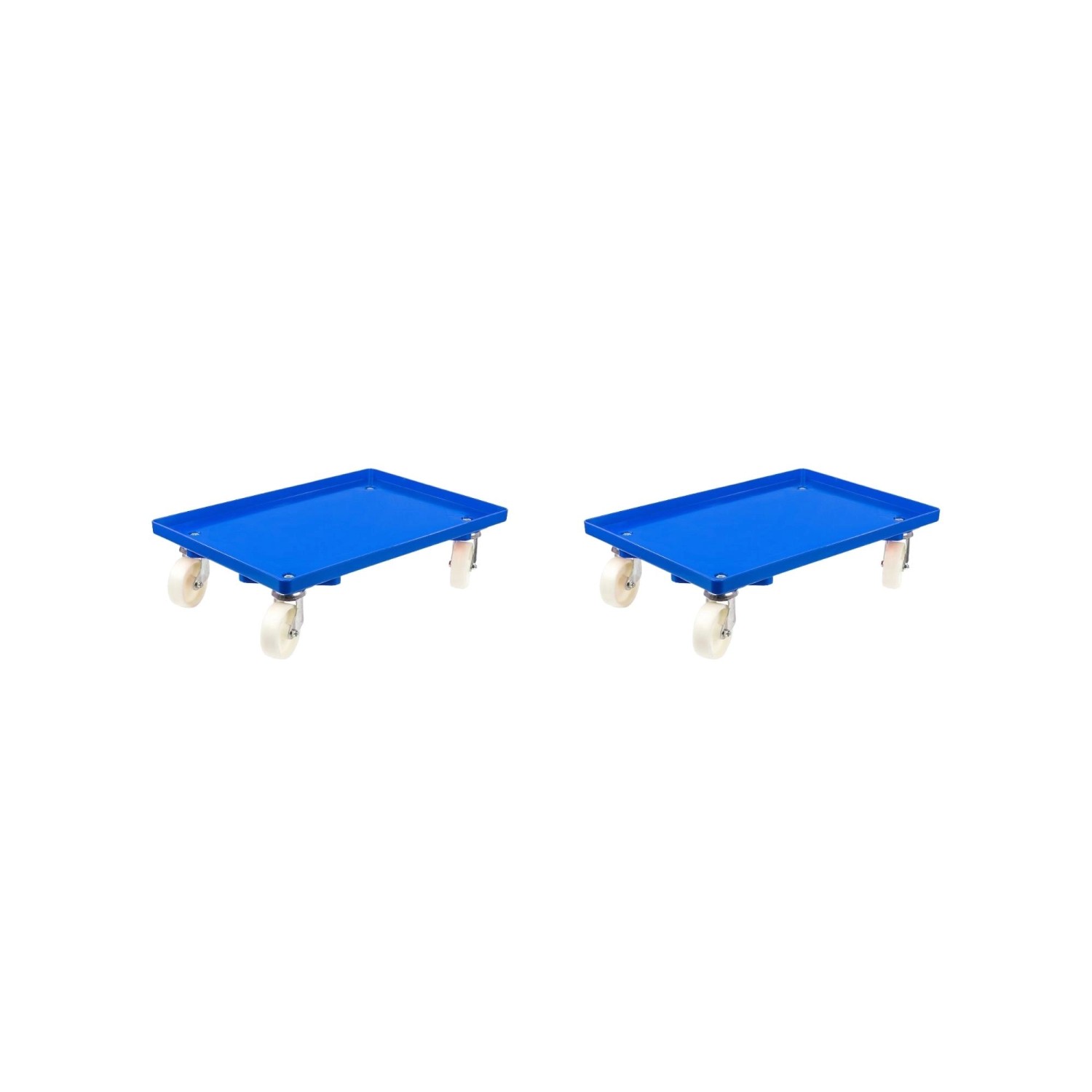 PROREGAL SparSet 2x Transportroller für Euroboxen 60 x 40 cm mit Kunststoffräder Blau Geschlossenes Deck 2 Lenkrollen un