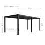 Anthrazitfarbene Juskys Pergola Lamellendach Tahiti 3 x 5,9 m mit Maßangaben.
