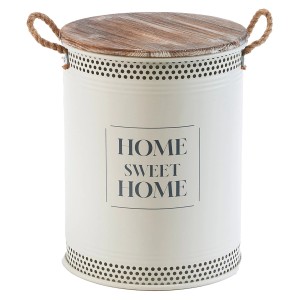 Kobolo Wäschekorb Korb HOME Gr L  40x52 cm Metall Holz mit Deckel Griffe