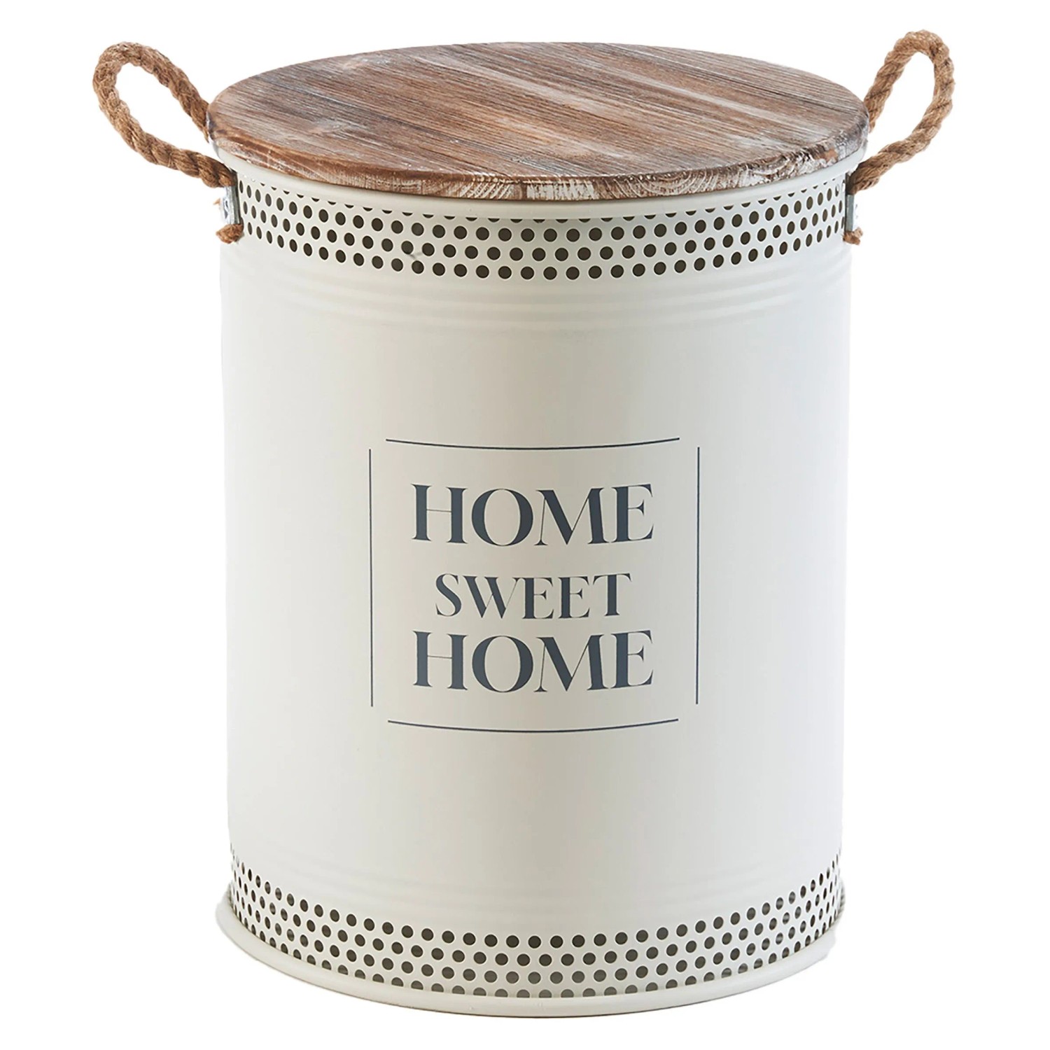 Kobolo Wäschekorb Korb HOME Gr L  40x52 cm Metall Holz mit Deckel Griffe günstig online kaufen