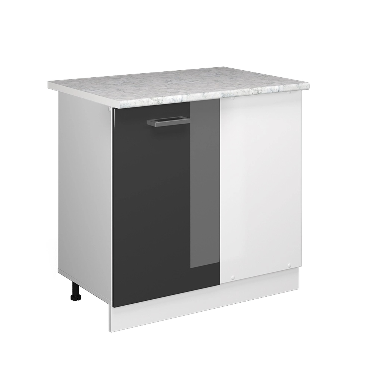 Vicco Eckunterschrank R-Line Anthrazit Hochglanz/Weiß 86 cm AP Marmor
