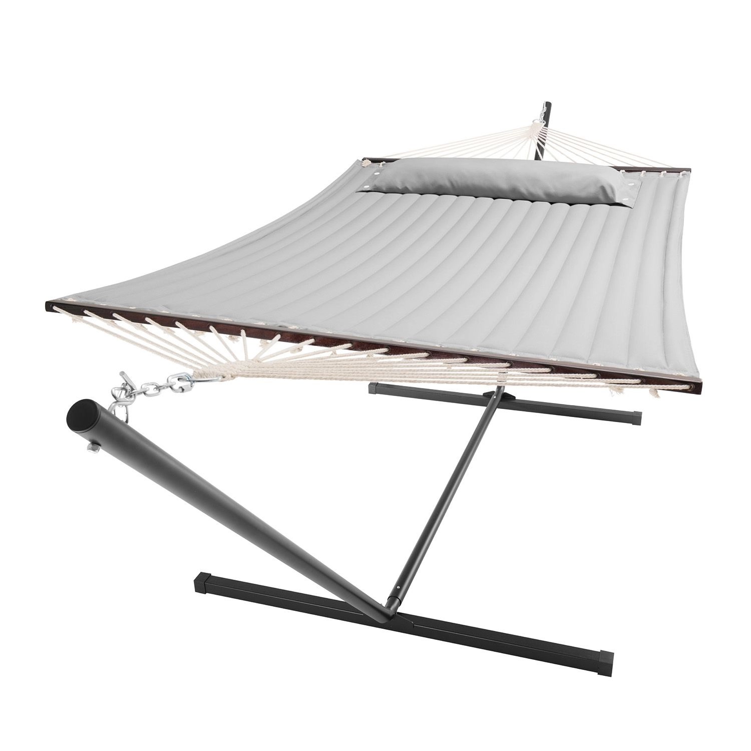 Juskys Hängematte Cata mit Gestell und Kissen 360 x 120 x 115 cm Hellgrau günstig online kaufen