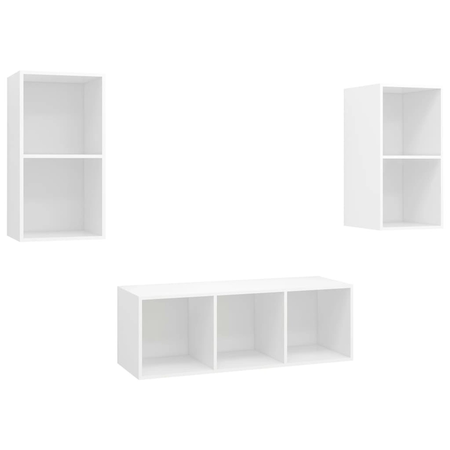 vidaXL 3-Tlg TV-Schrank-Set Weiß Holzwerkstoff 3079736
