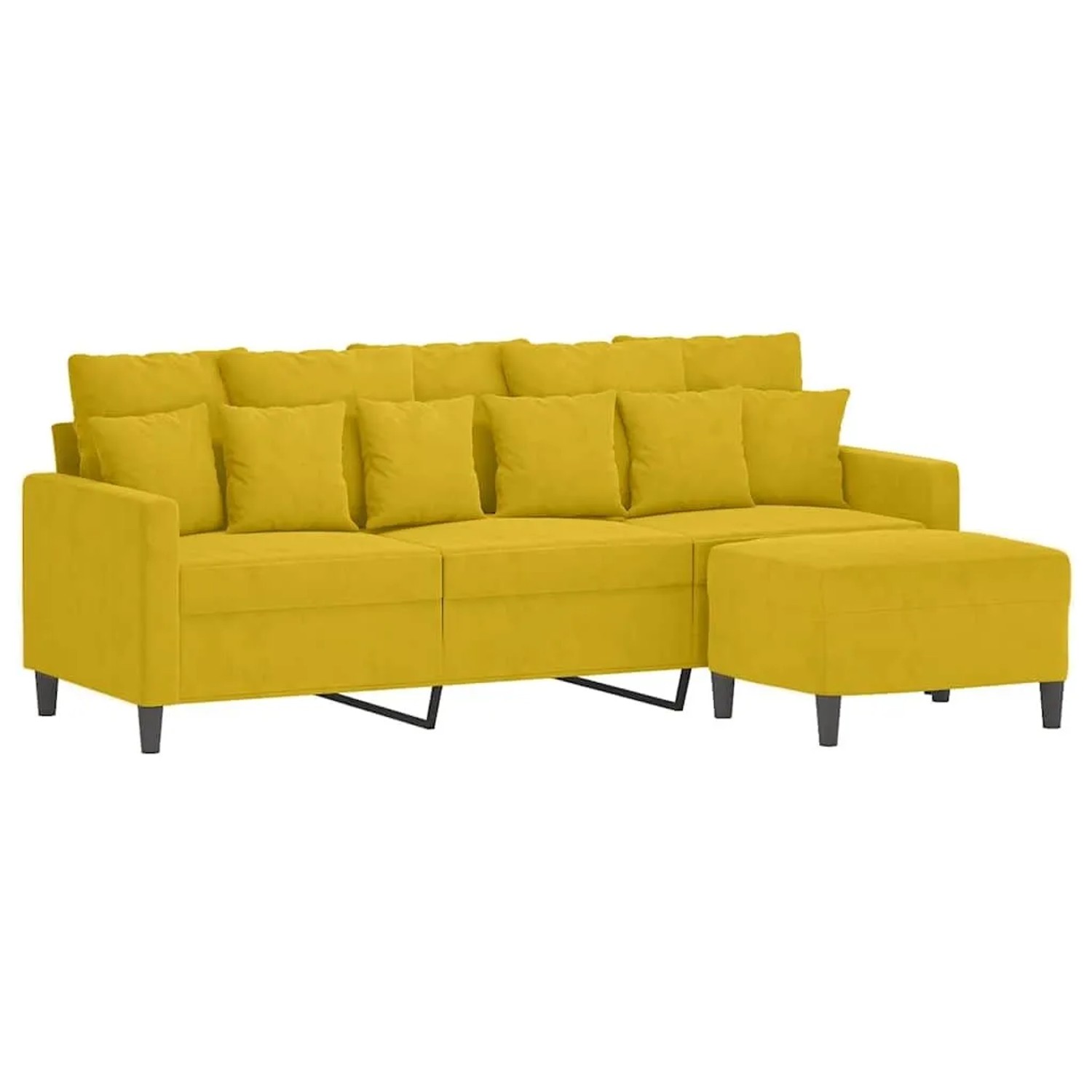vidaXL 3-Sitzer-Sofa mit Hocker Gelb 180 cm Samt 3201113