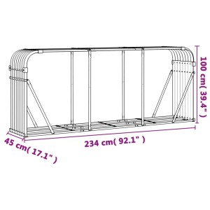 vidaXL Kaminholzunterstand in Holzoptik, 234x45x100 cm, aus verzinktem Stahl.