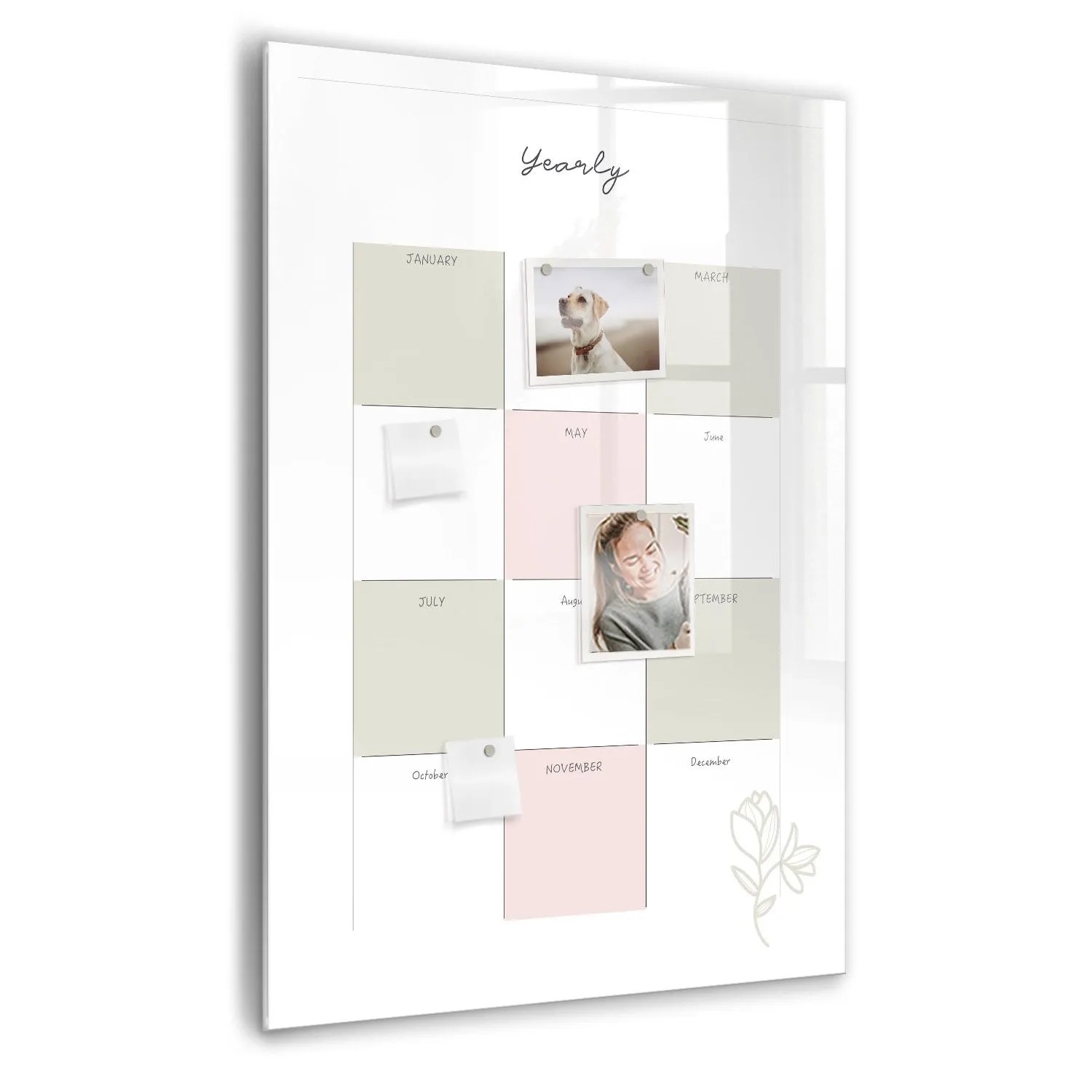 Tulup Beschreibbare Magnettafel Jahresplaner 70x100 cm Beschreibbare Magnettafel Küche Schwarzer Marker Magnetisches Gla...