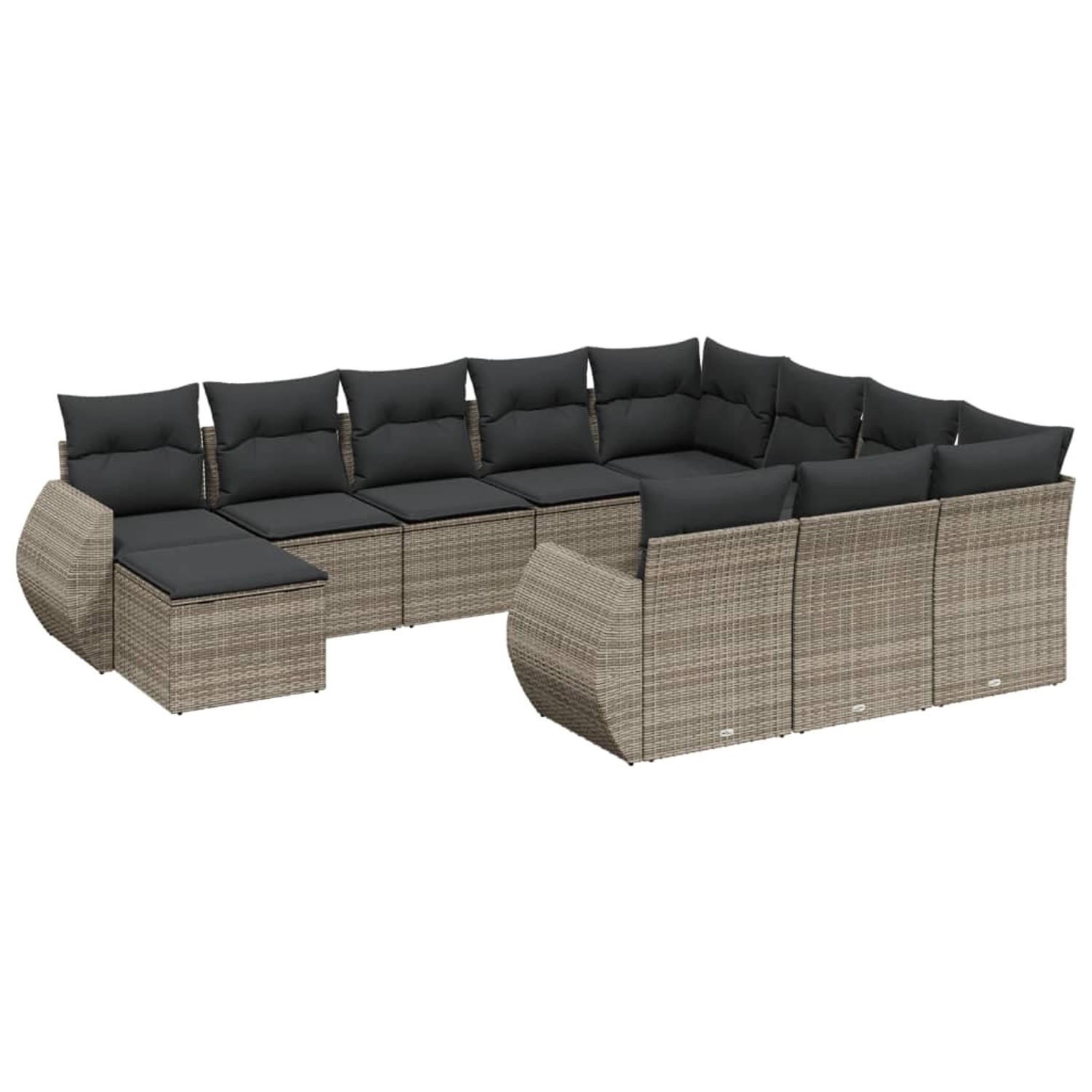 vidaXL 11-Tlg Garten-Sofagarnitur mit Kissen Grau Poly Rattan 3225192 günstig online kaufen
